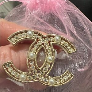 Gold and Pearl Embellished Brooch